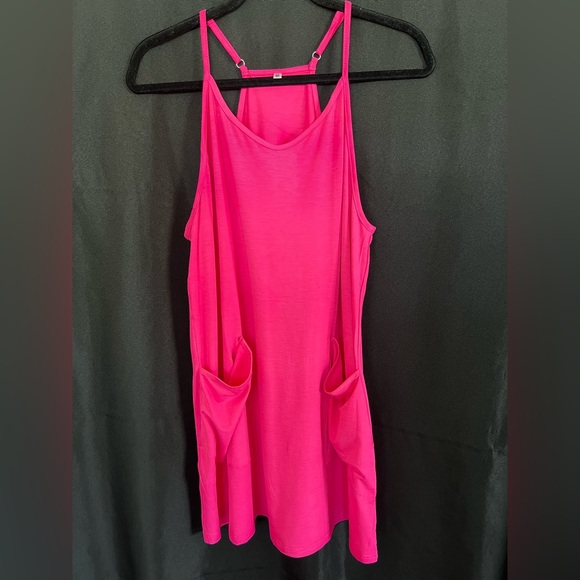 🆕 NWOT Pink Women’s Summer Mini Dress with Pockets – Medium - Picture 3 of 9
